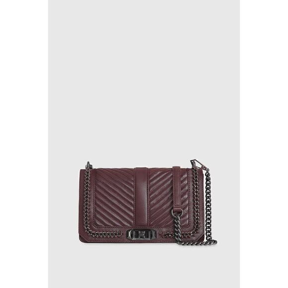 NWT $328 REBECCA MINKOFF Chevron Quilted Love Crossbody Handbag w/Chain Inset - Picture 4 of 13